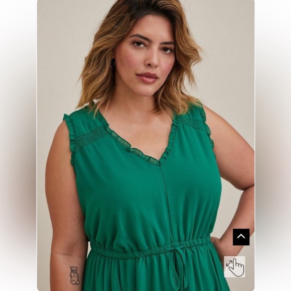Torrid Chiffon Ruffle Trim Mini Dress Kelly Green NWOT 3 - Picture 4 of 8